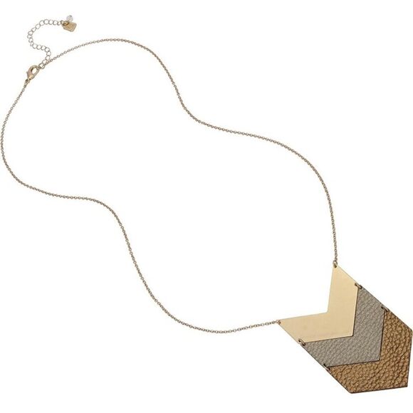 Robert Lee Morris Soho Large Chevron Mixed Pendant Long Necklace - Picture 1 of 10
